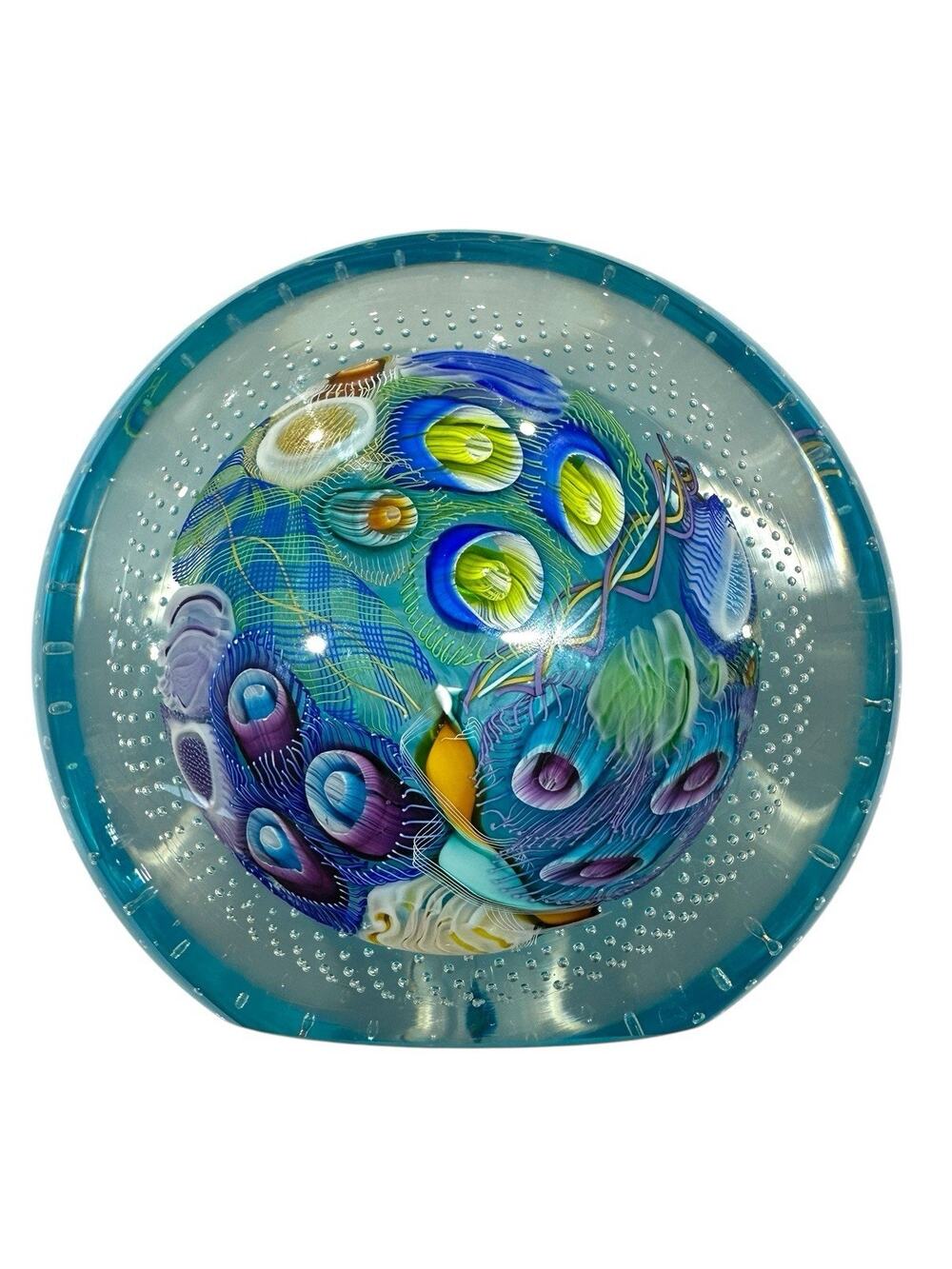 NEW Seascape Inspired Seascape Small Cut Disc Signed Art Glass by Scott Garrelts